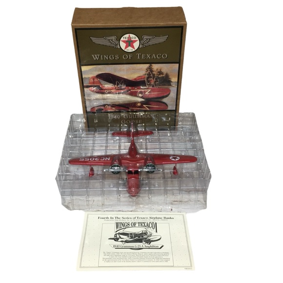 VINTAGE Wings of Texaco 1940 GRUMMAN GOOSE 4th Series Die Cast Coin Bank PLANE - Picture 16 of 16
